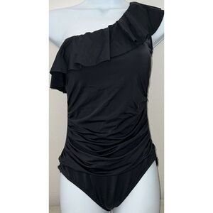Hilor Womens Sz 6 1-Piece Swimsuit One Shoulder Swimwear Black NWT